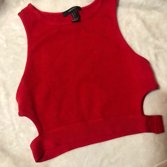 FOREVER 21 red top with side cutout - Picture 1 of 4